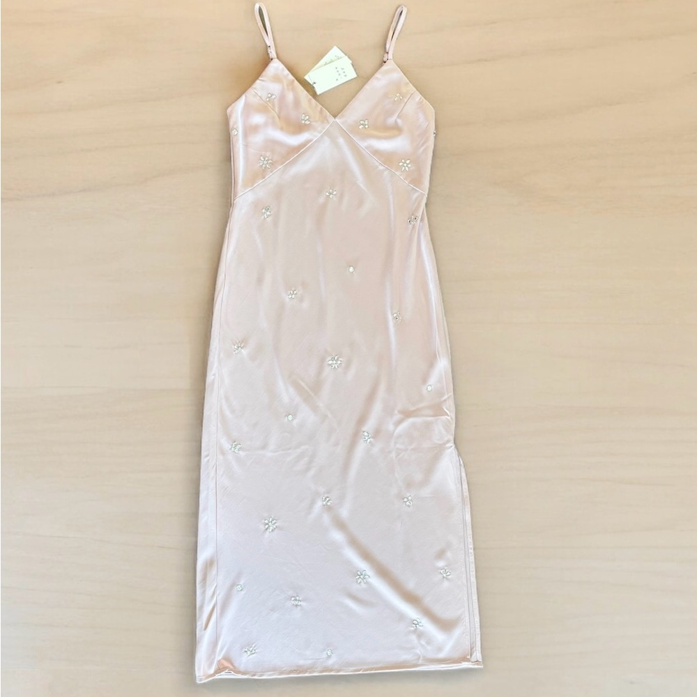 Petal pink slip dress w/jewels - NWT!